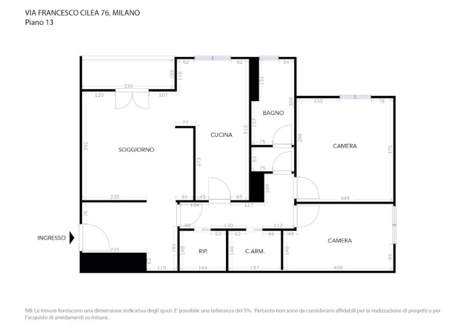 Appartamento in condominio di 3 locali MILANO - GALLARATESE di 89 mq