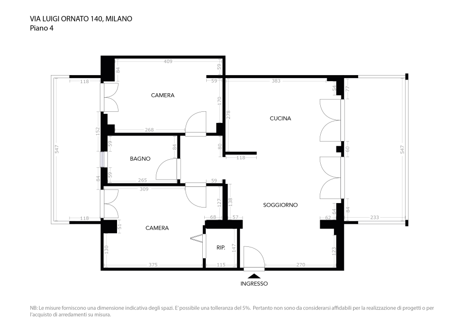 Appartamento in condominio di 3 locali MILANO NIGUARDA di 77 mq