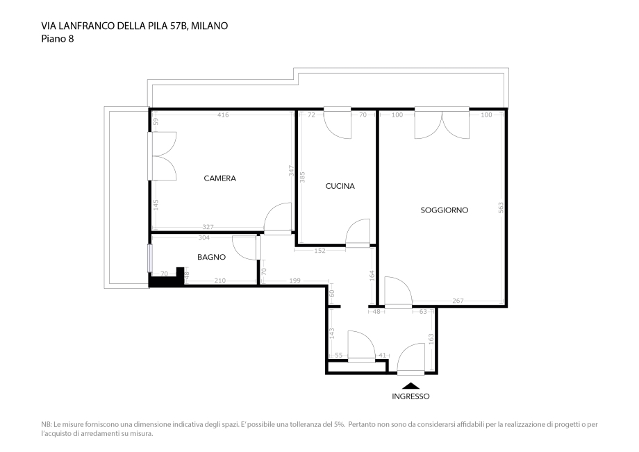 Appartamento in condominio di 2 locali MILANO  di 74 mq