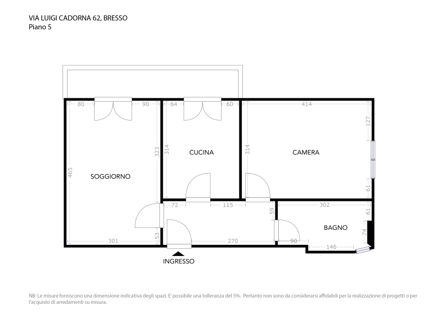 Appartamento in condominio di 2 locali BRESSO di 60 mq