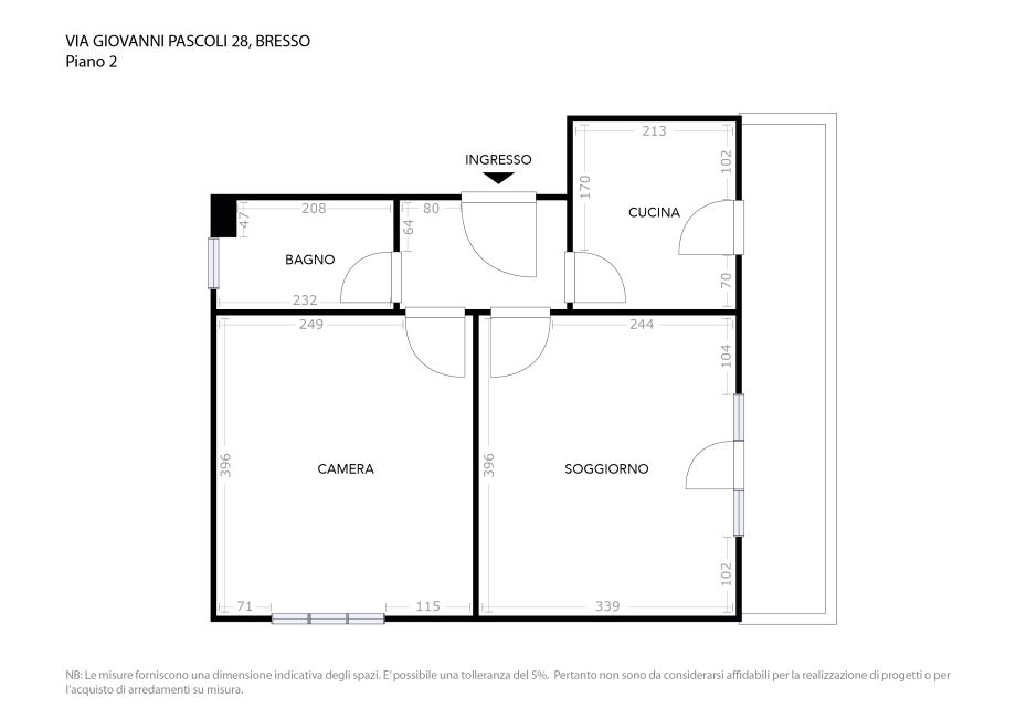 Appartamento in palazzina di 2 locali BRESSO di 55 mq