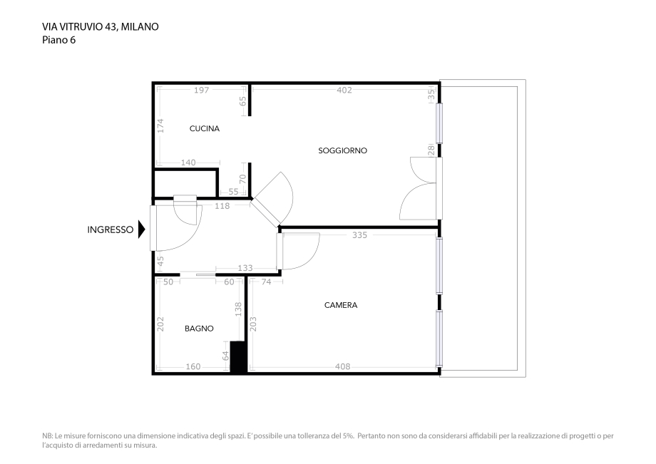 Appartamento in condominio di 1 locale 